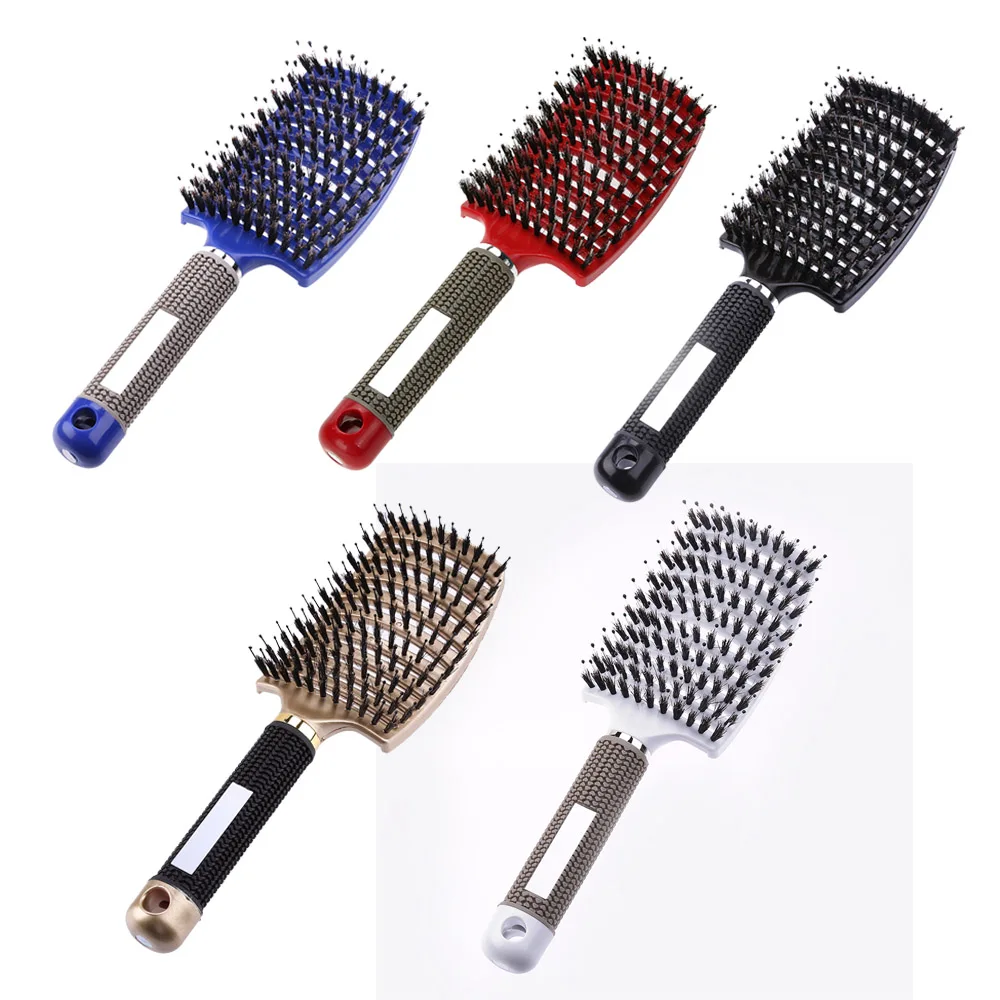 

Hair Scalp Massage Comb Hairbrush Bristle Nylon Women Wet Curly Detangle Hair Brush for Salon Hairdressing Styling Tools, Color