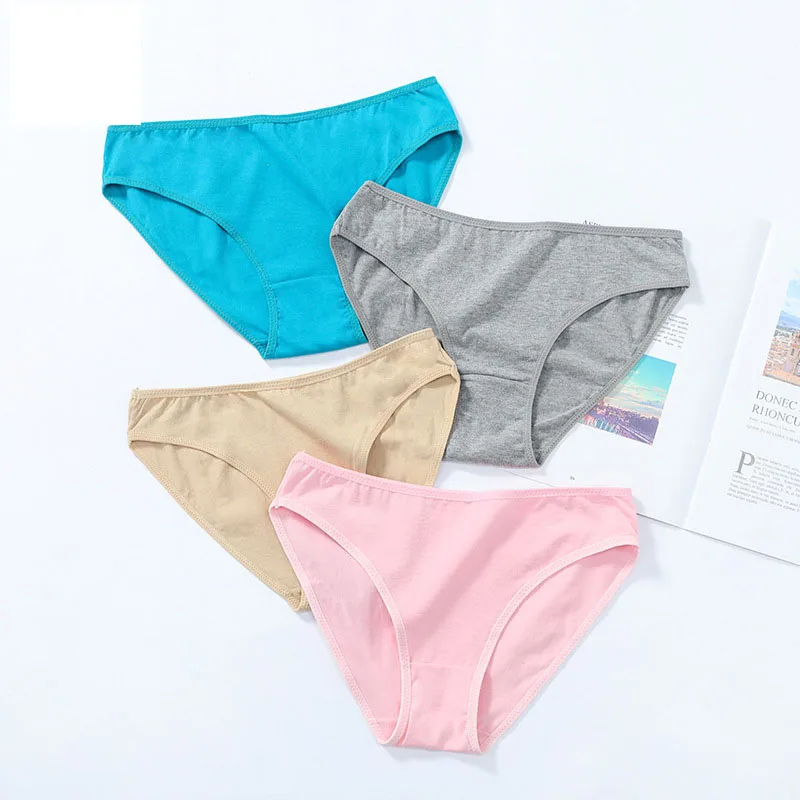 

Women's cotton underpants simple solid color skin friendly underwear briefs