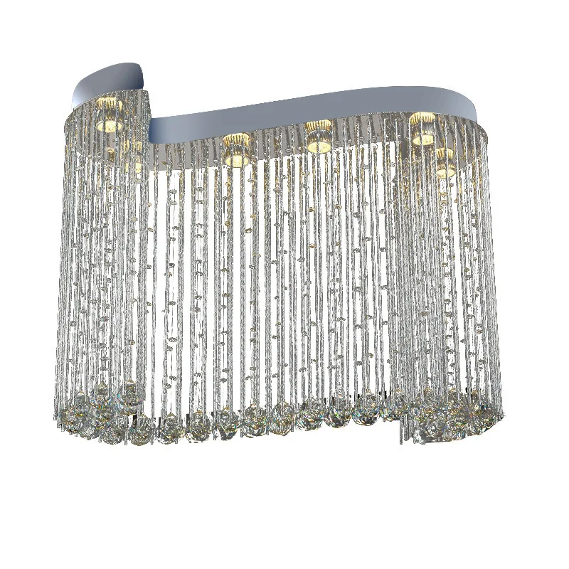 Modern K9 Crystal Raindrop Chandelier Lighting Flush Mount LED Ceiling Light Fixture Pendant Lamp for Dining Room