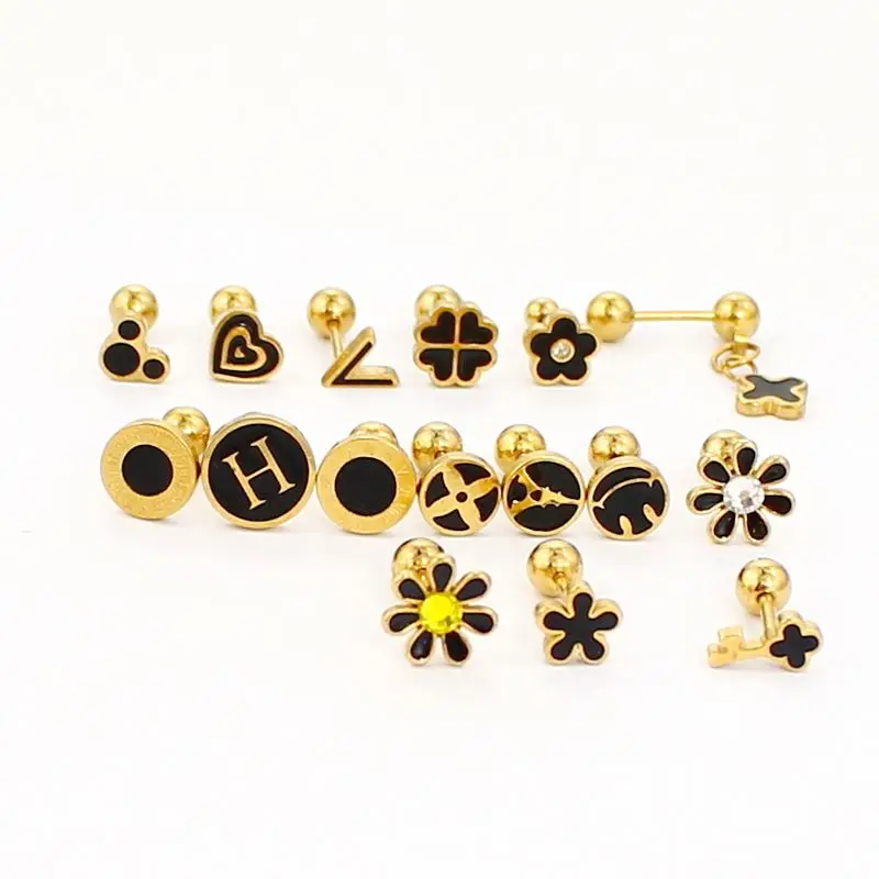 

simples silver bee earring stud fashion stainless steel 925 hoop charm statement women piercing vintage jewelry earrings, Gold/silver/picture