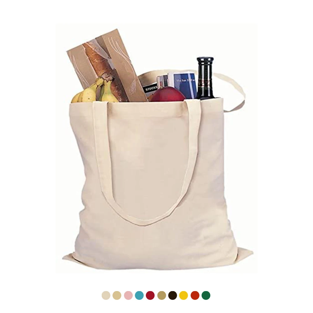 

OEM LOGO Printed 100% Canvas Cotton Washable Reusable Grocery Bags with Handles Eco Friendly Tote BAG, Any color from our color card