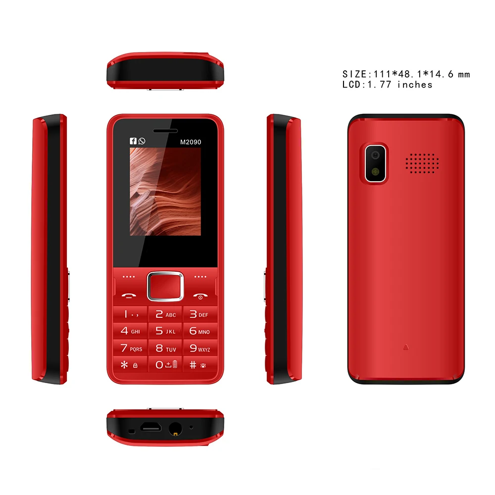 

ready to ship low price 2g phones ederly phone cell m2090, Black,blue,red