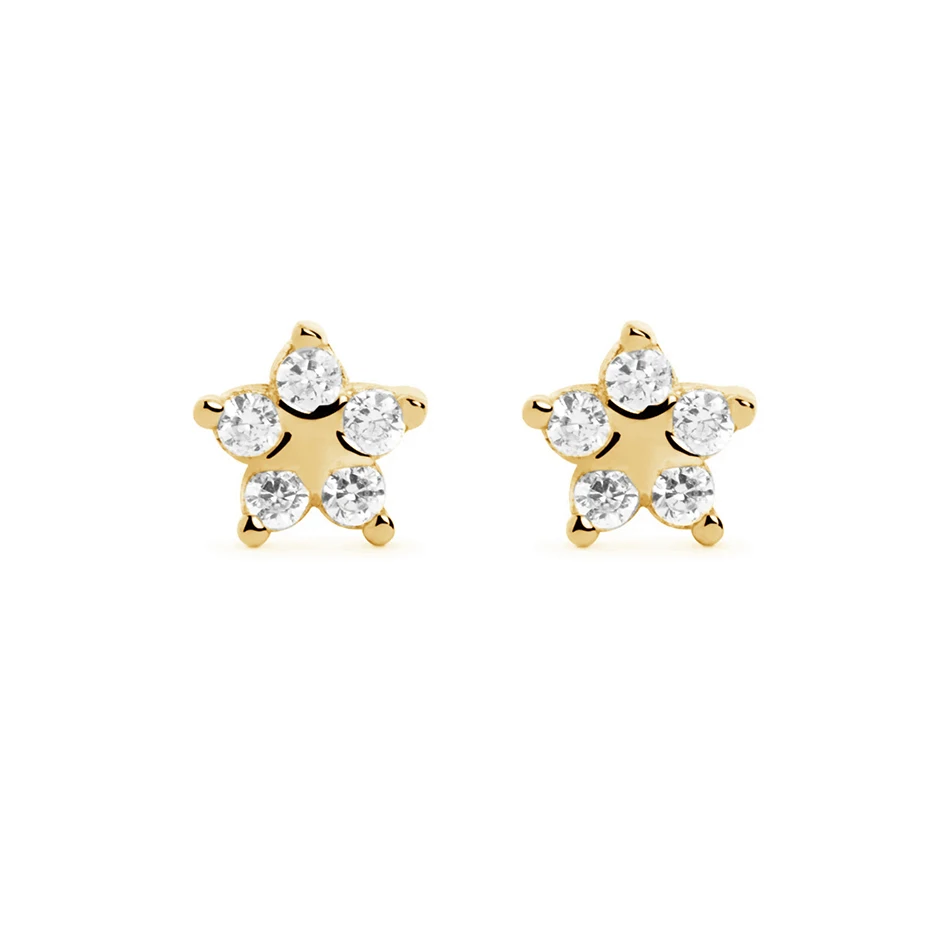 

wholesale jewelry supply co women earrings jewelry 925 sterling silver 18k gold plated cubic zircon star spark stud earrings