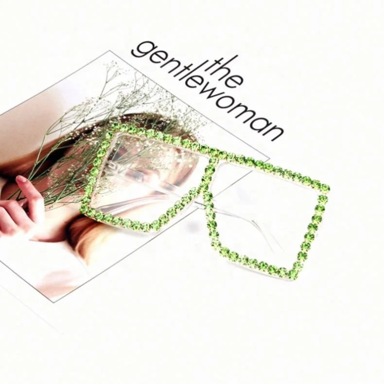 

Transparent Lens Women Diamond Frame Sun Glasses Crystal Rhinestone Sunglasses, Colors