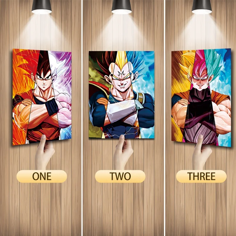 Image of Anime 3D Art Painting Cartoon 3D Wall Sticker DBS Goku/Majin Vegeta/Black Goku 3D Lenticular Print Wall Art Painting