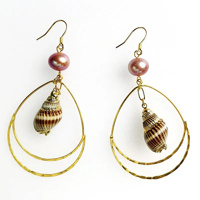 

E238 Bridal Bohemian 18K Gold Handmade Irregular Fresh Water Pearl Long Drop Hanging Earrings fro women 2021