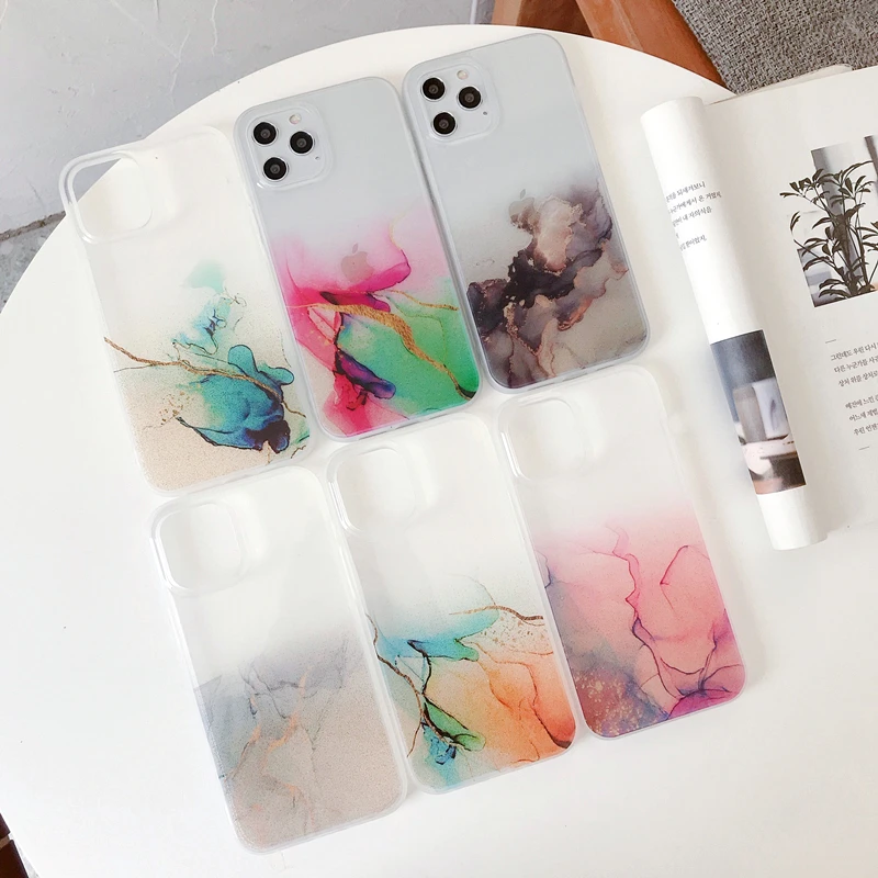 

Wholesale Gilt Ring Holder marble transparent phone case for IPhone 11 12 Pro Max