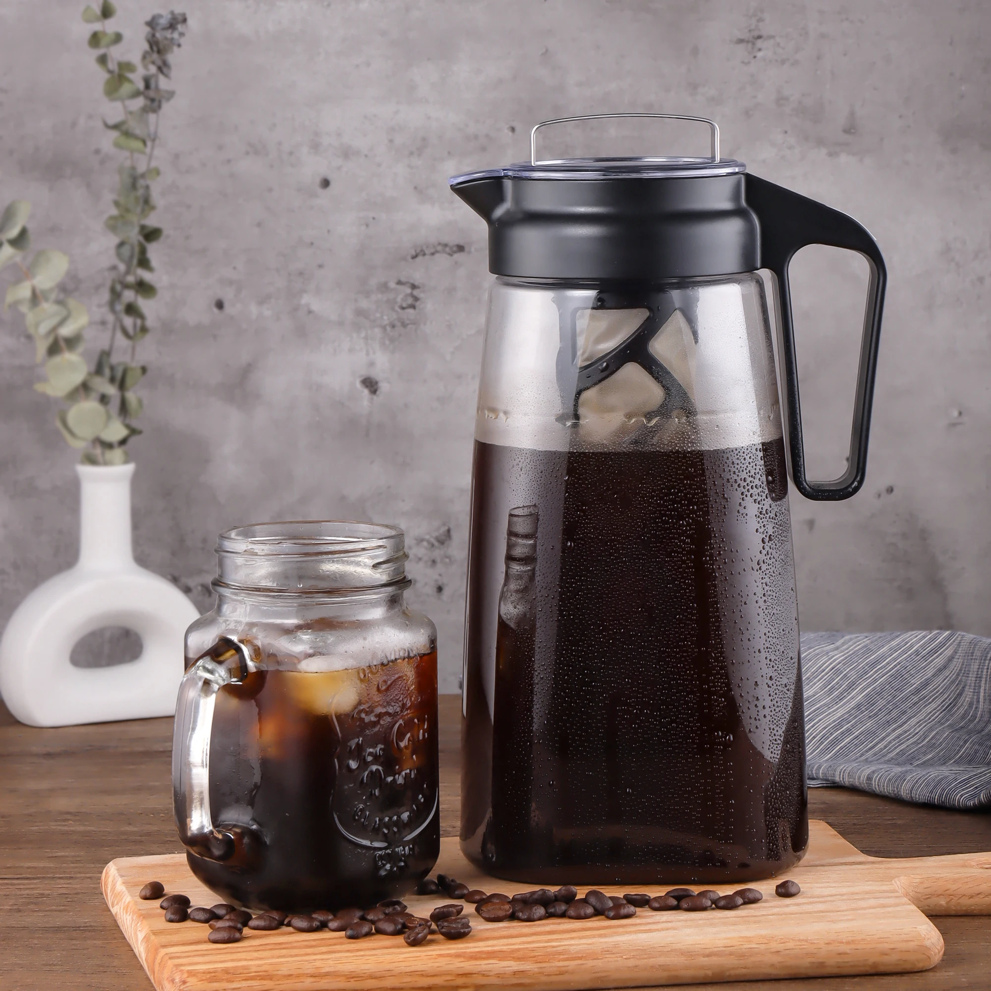 

Cold Brew Coffee Maker 2 Quart Heavy-Duty Tritan Pitcher Iced Coffee Maker and Tea Brewer with Easy to Clean Reusable Mesh Fil