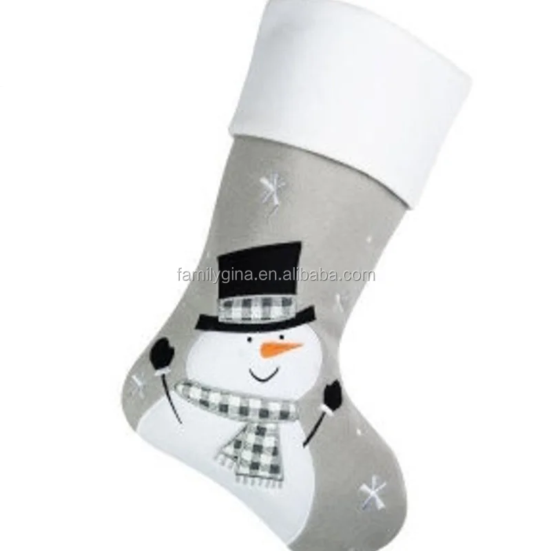 Grey Santa Snowman Print Stocking -fgl5070.jpg