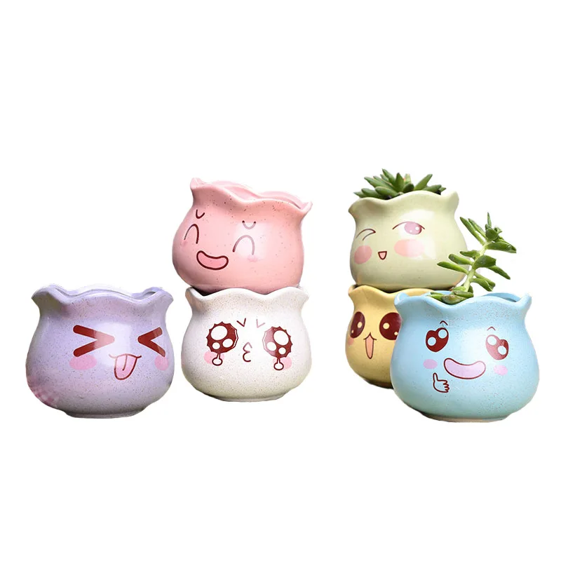 

Cartoon ceramic succulent flower pot simple medium size combined desktop green plant small pot