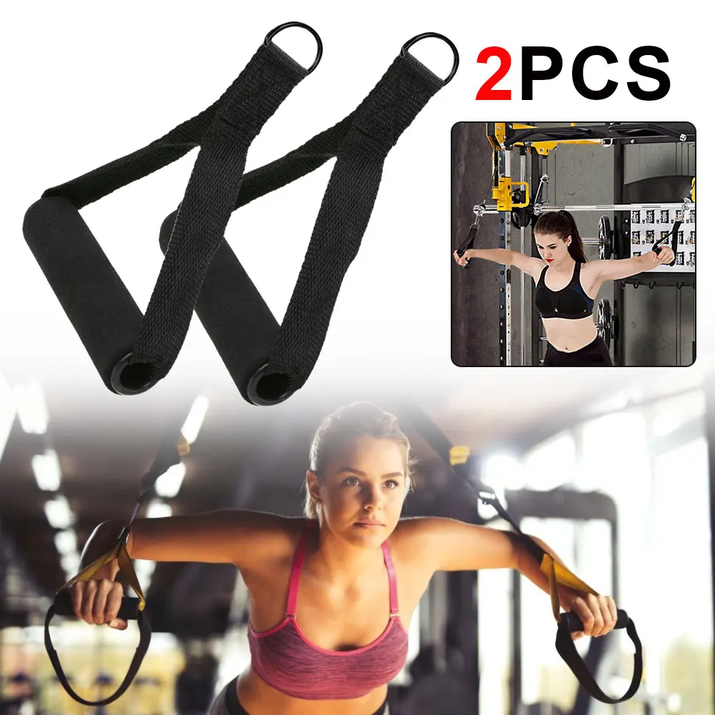 

2PCS Black Tricep Rope Cable Attachment Handle Bar Resistance Gym Training Band Muscle Fitness Bodybuilding Exercise Workout