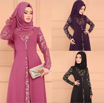 

Lsy368 Two-piece Muslim Dress Beautifully Embroidered Islamic Clothing Fashion Kimono Style Dubai Muslim Abayas, Picture