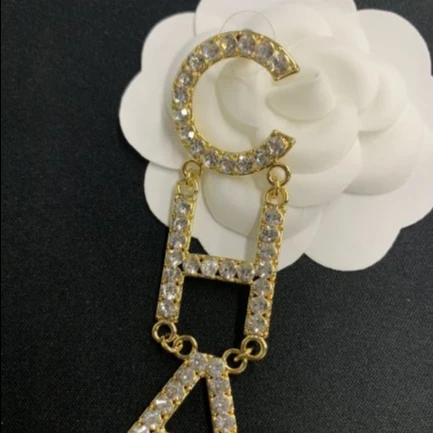 

Designer Earrings High Quality 925 silver needle fashion popular brand Letter luxury gold channel earrings hoops, As picture