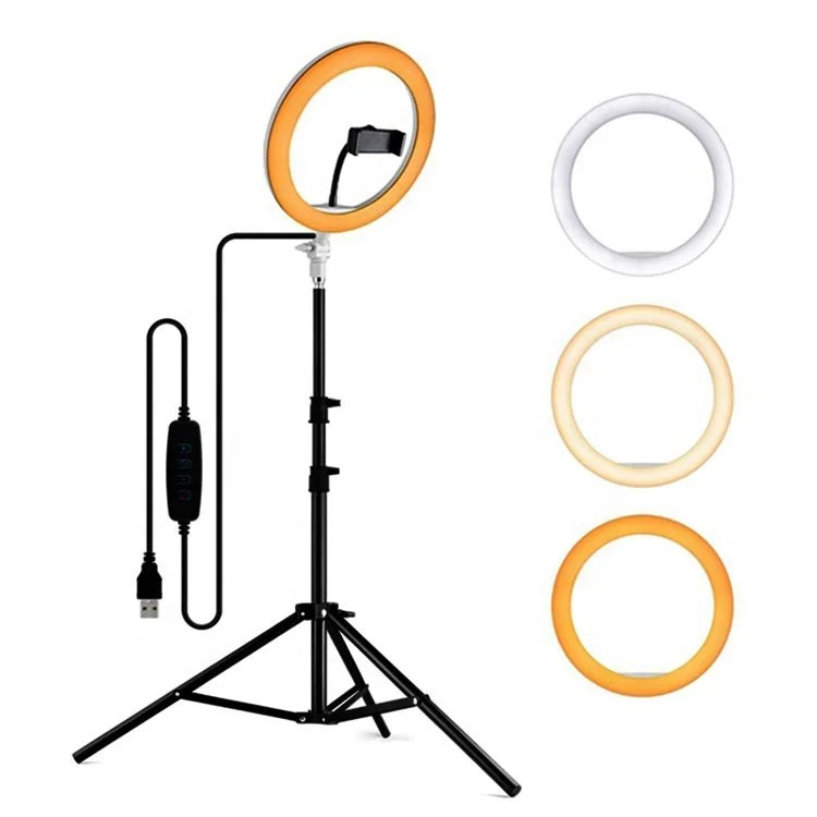 

Telescopic 1.6m Live Broa ast camera phone Tripod with 10 inch led ring light with tripod stand