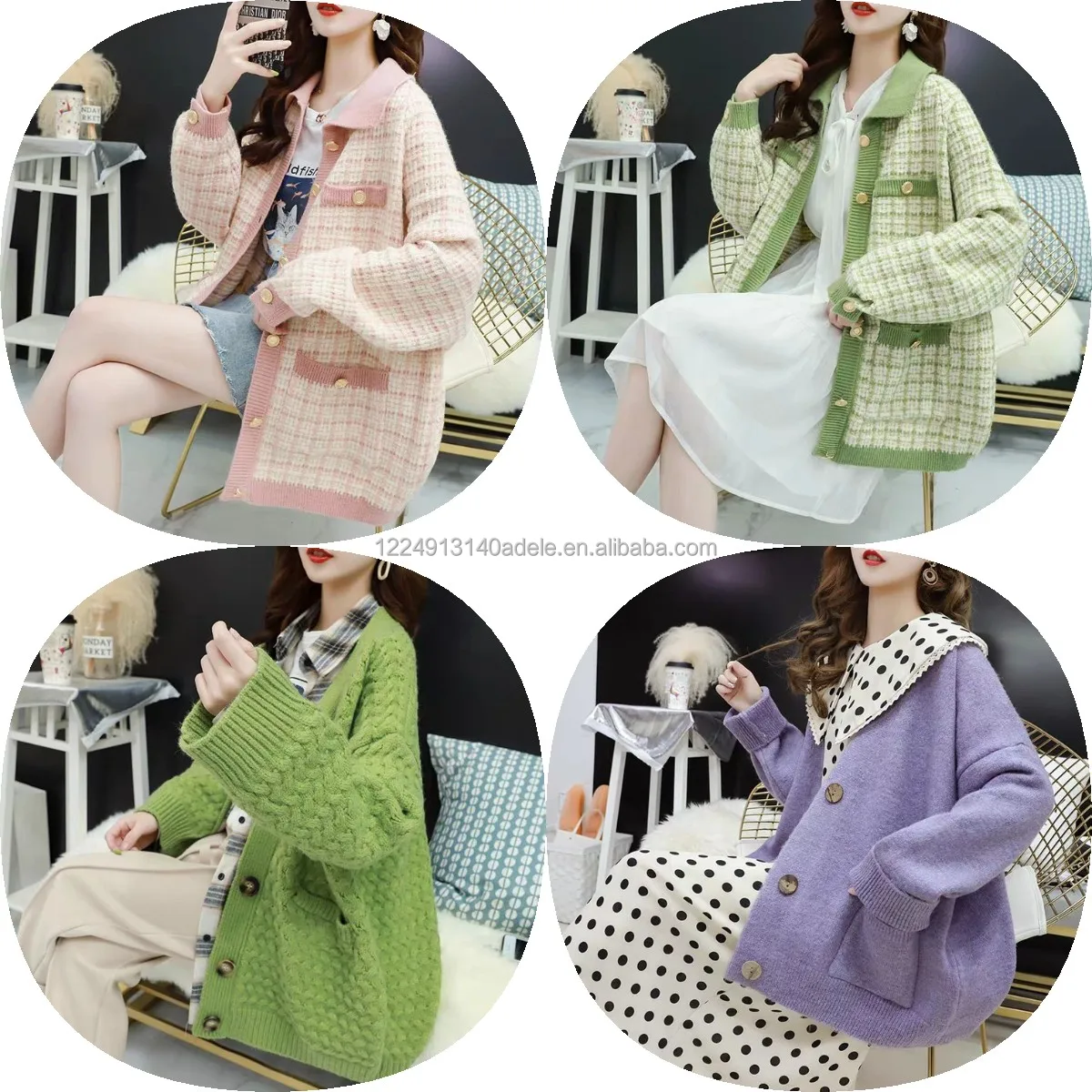 

Women's Cardigan Sweaters Female With Button Sweater Long Sleeve Women Thick Knitted Cardigan warm winter sweaters for girl