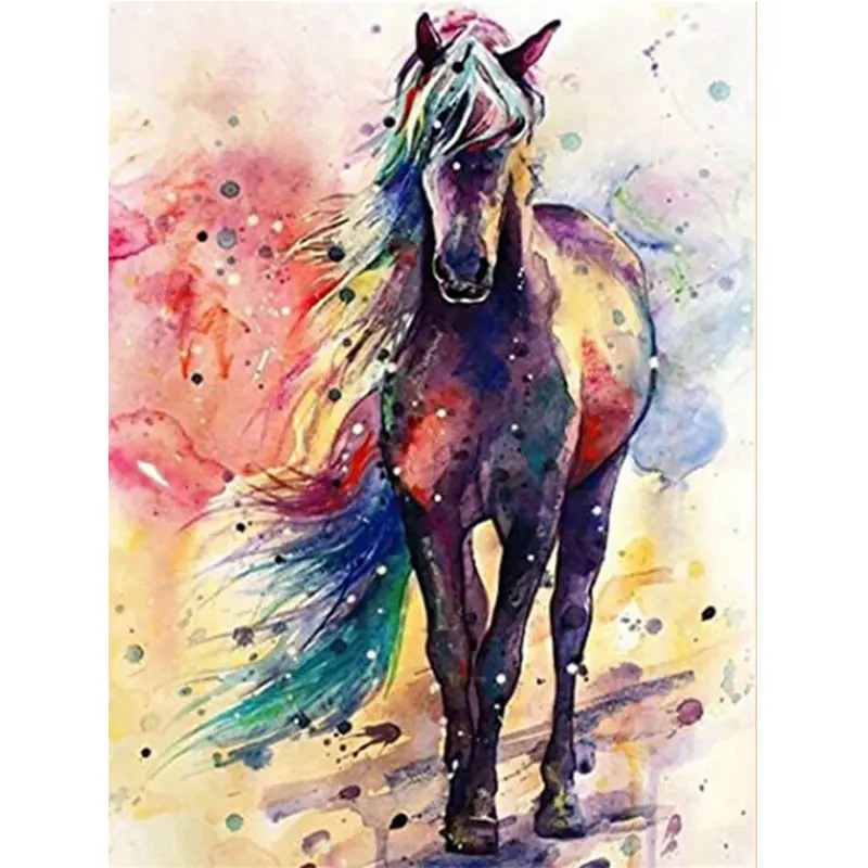 

Wholesale DIY Crystal Rhinestone Diamond Painting Colorful Horse Diamond Embroidery Animal Abstract Decor For Home