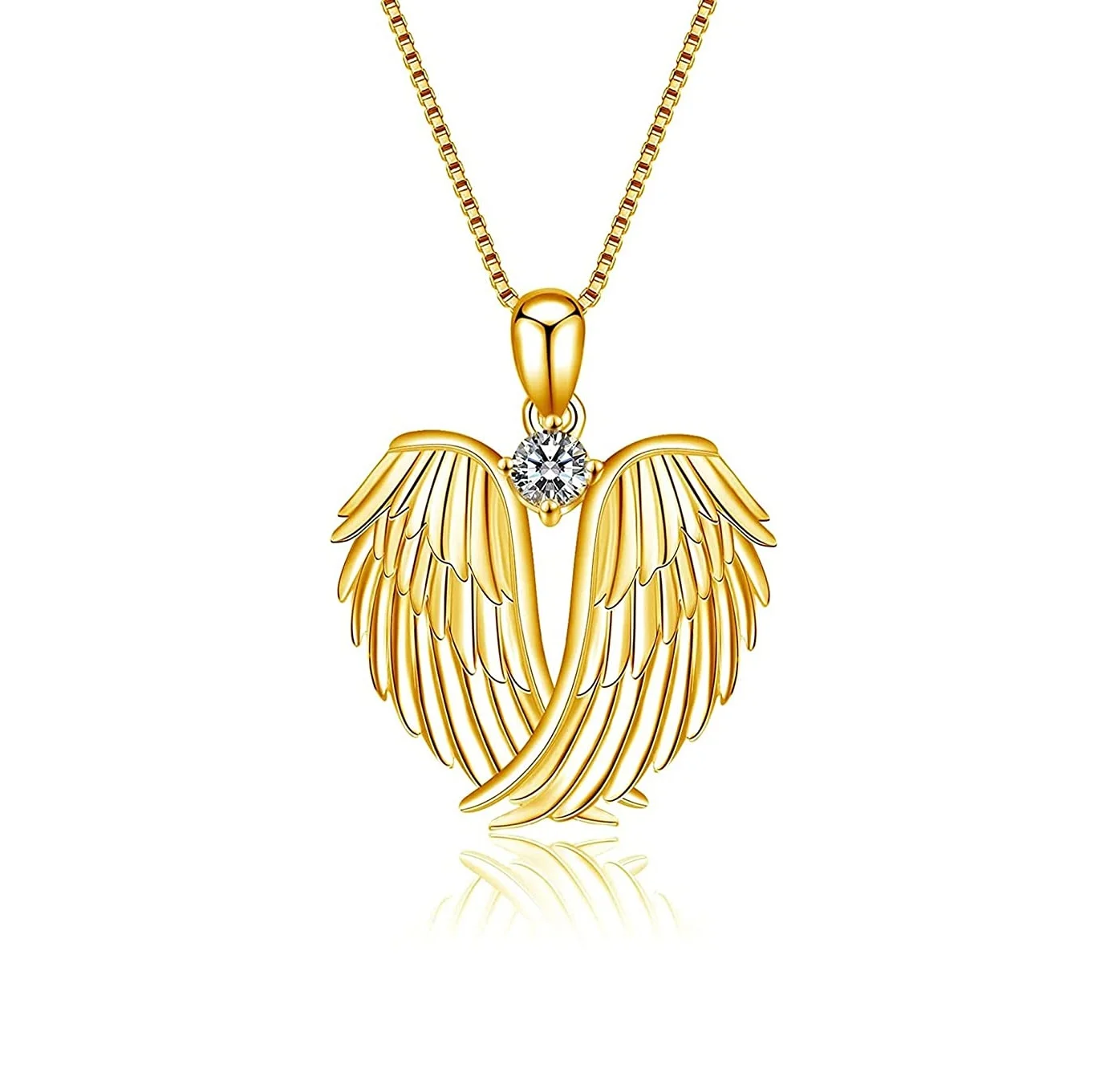 

Wedding Engagement Anniversary Valentine's Day Heart Wings Necklace for Women Teen Girls, Picture shows