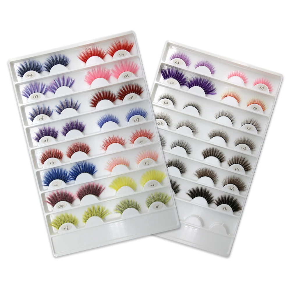 

Cotton Band 3D Mink Eyelashes Wholesale Natural Looking 3D Lash Colored Private Label False Lashes