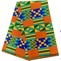 Ghana African Batik Material 100% Cotton Wax Fabric Kente Print 6 Yards Wholesale