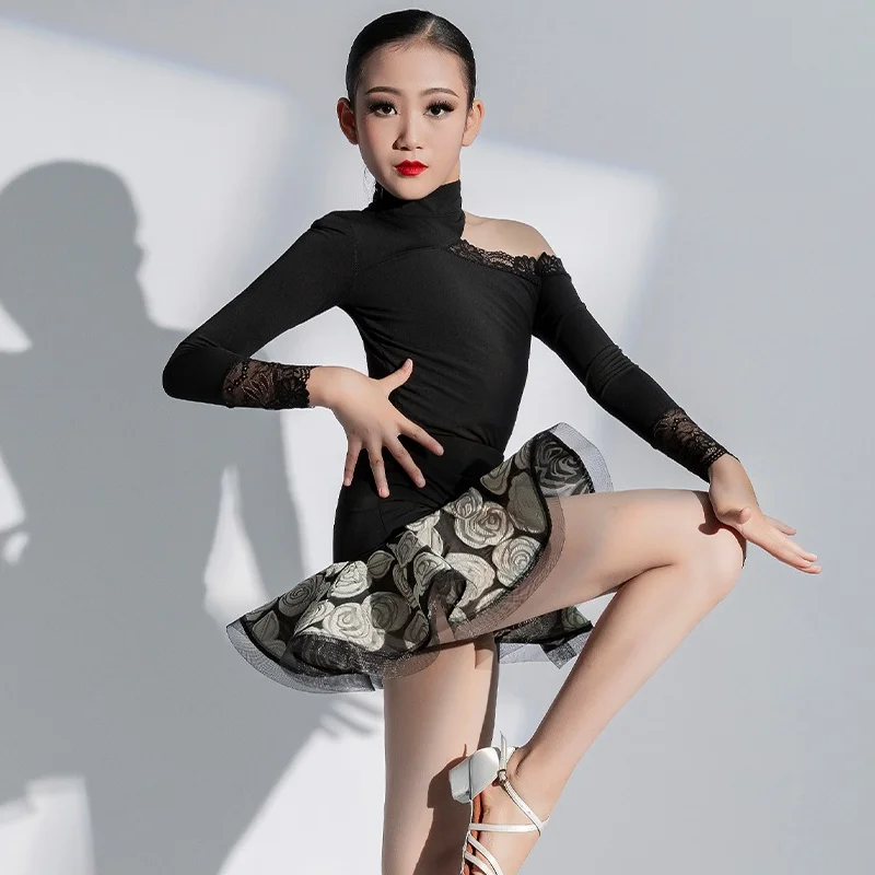 Professional Performance Practice Latin Dance Skirt Girls' Practice Dancing Dress