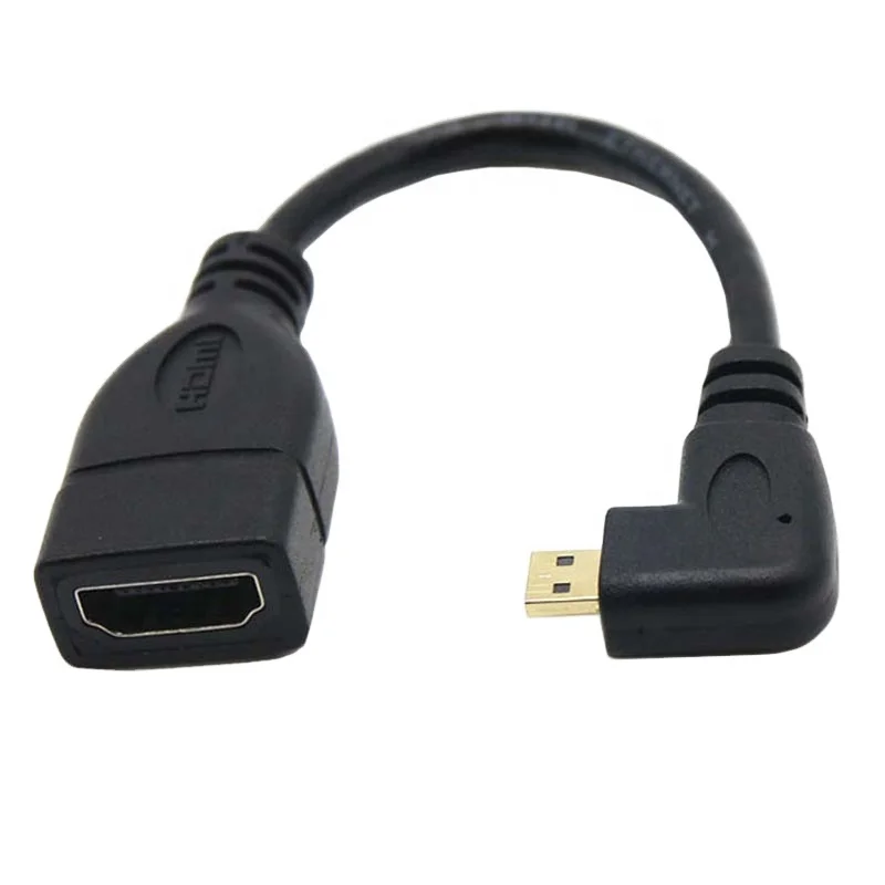 

15cm Right Angled 90 Degree Angle Micro HDMI male to HDMI female Adapter Cable for HDTV MAC PC 1080P, Black