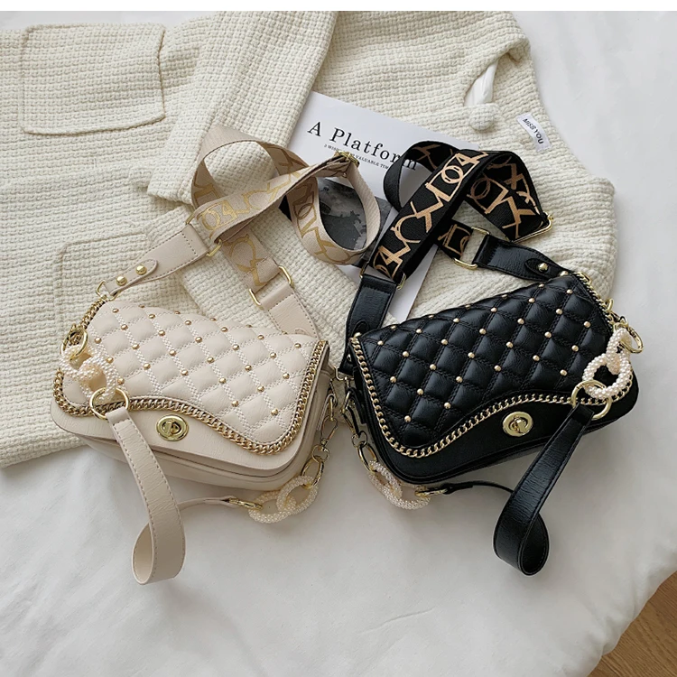 

2022 New Arrivals Trendy Fashion Messenger Bag Quilted Rivet PU Leather Purses Hot Sale Luxury Crossbody Women Hand Bags Purses