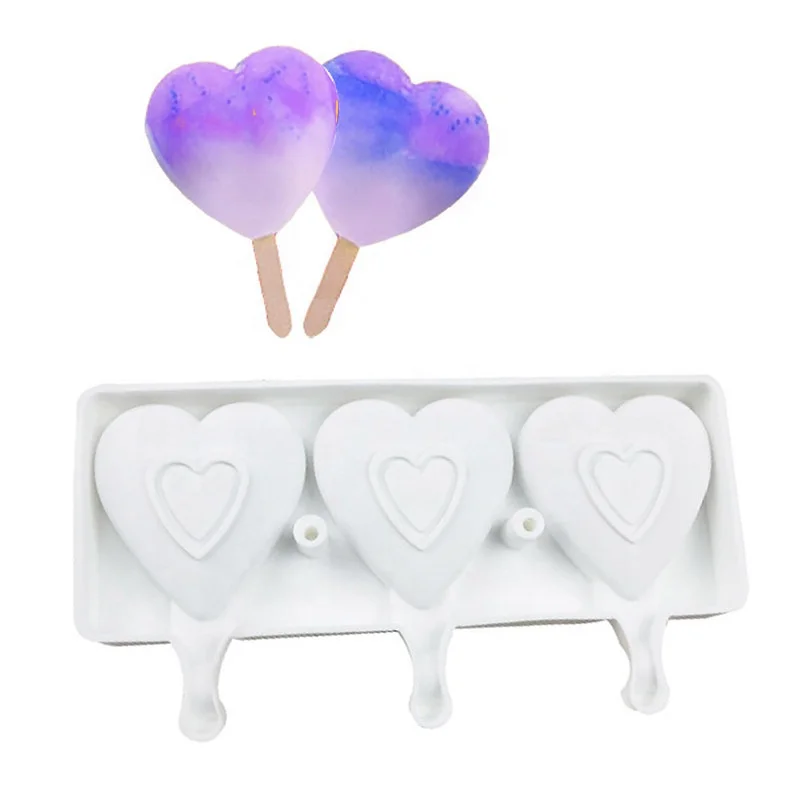 

Amazon Hot Sale Food Grade Heart Shape silicone ice cream mold for ice cream