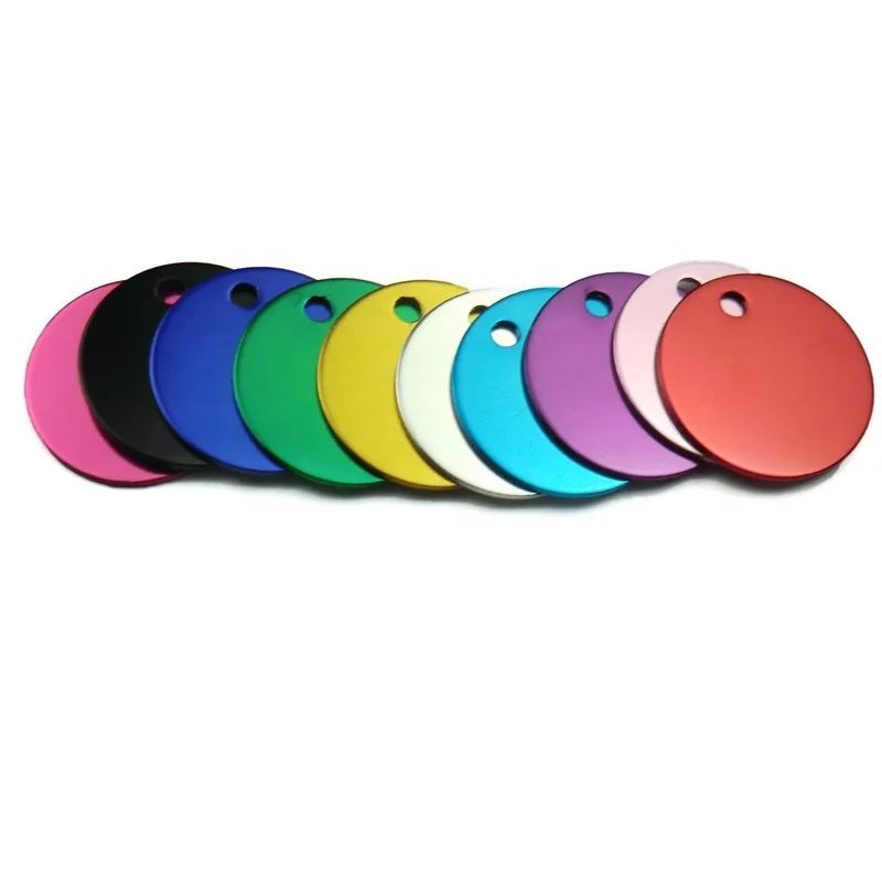 

Custom Made Hard Anodized Premium Aluminum Circle Dog Pet Id Tags, 10 colors avaiable