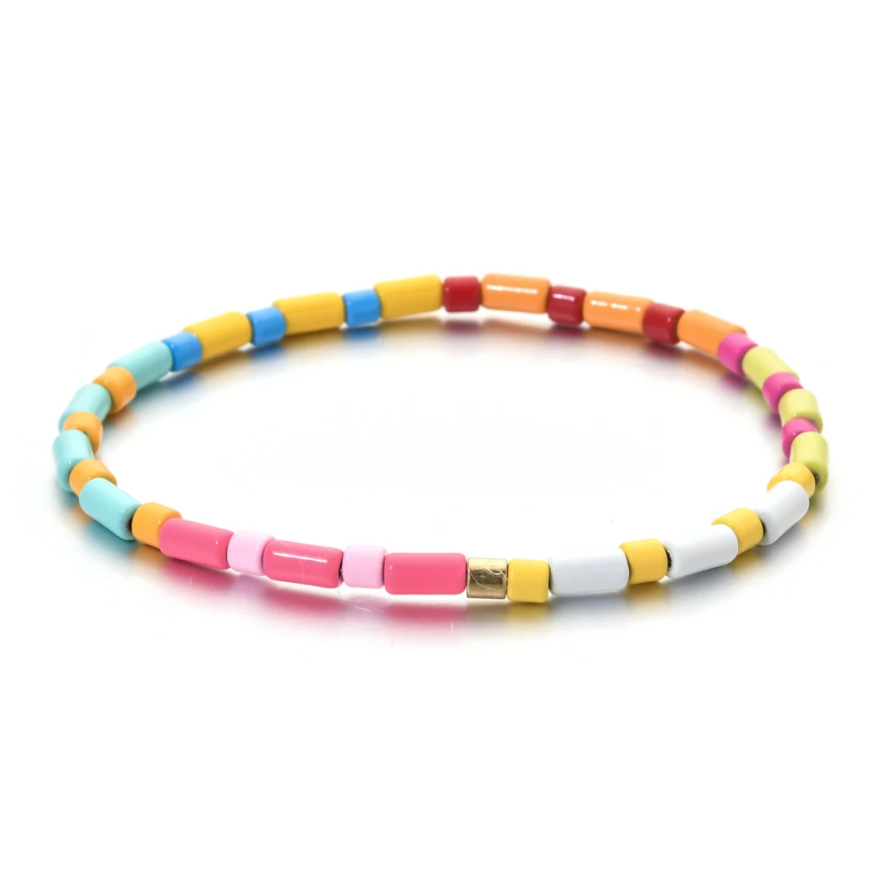 

Boho Jewelry Stacking Beads Bracelets for Women Summer Cute Enamel Beads Bracelet