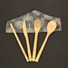 Portable Compostable Set Biodegradable Reusable Utensil Tableware Eco Fork Spoon Knife Straw Bamboo Cutlery Set In Cloth Bag