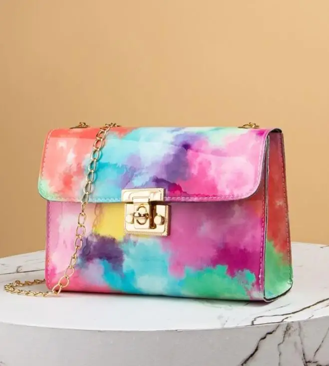 

BM9392 2021 Tie Dye Chain Crossbody Bag for Shein Funky Multicolor Long Chain wholesale new design women Crossbody Bag