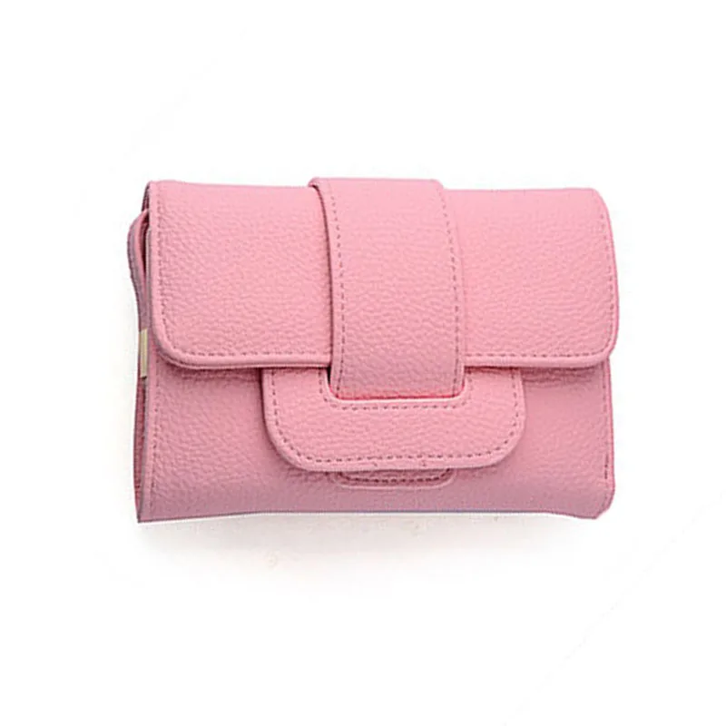 

PU Tri Fold Short Lychee Pattern Women's Coin Pocket Function Multi Buckle Wallet Coin Purse Cardholder Casual Wallet