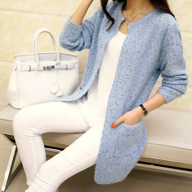 

Long Cardigan Female Spring Autumn Long Sleeve Crochet Cardigan Women Sweater Women Knitted Jacket Tops, Any