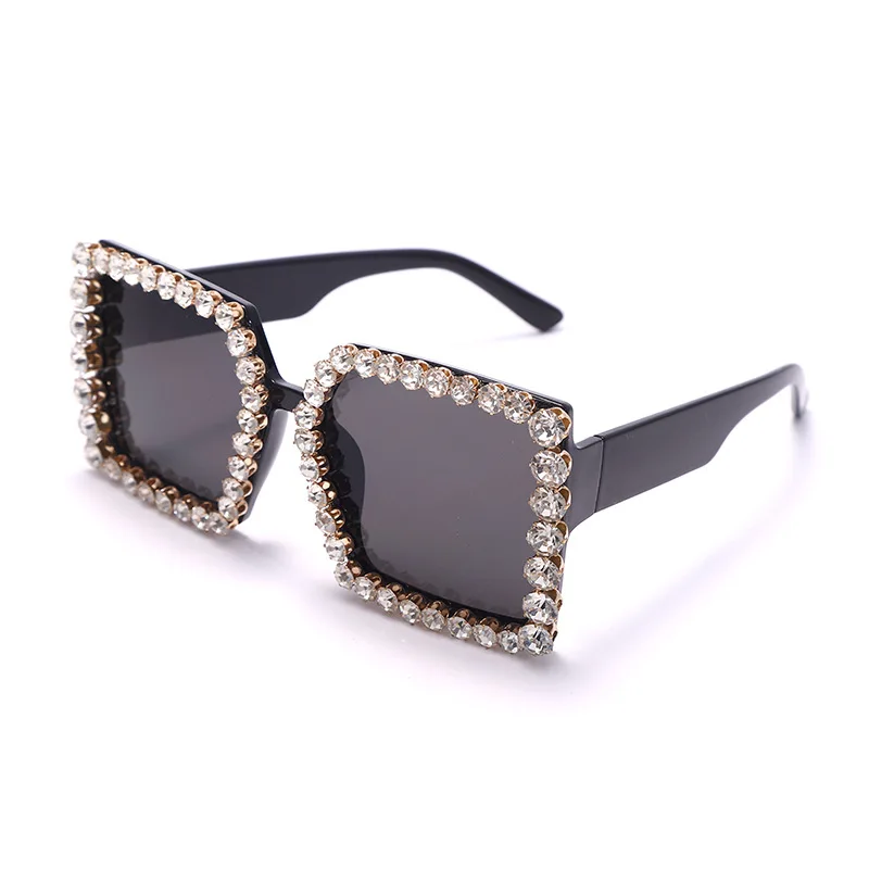 

2021 New arrival vintage fashion square diamond decoration sunglasses 2194