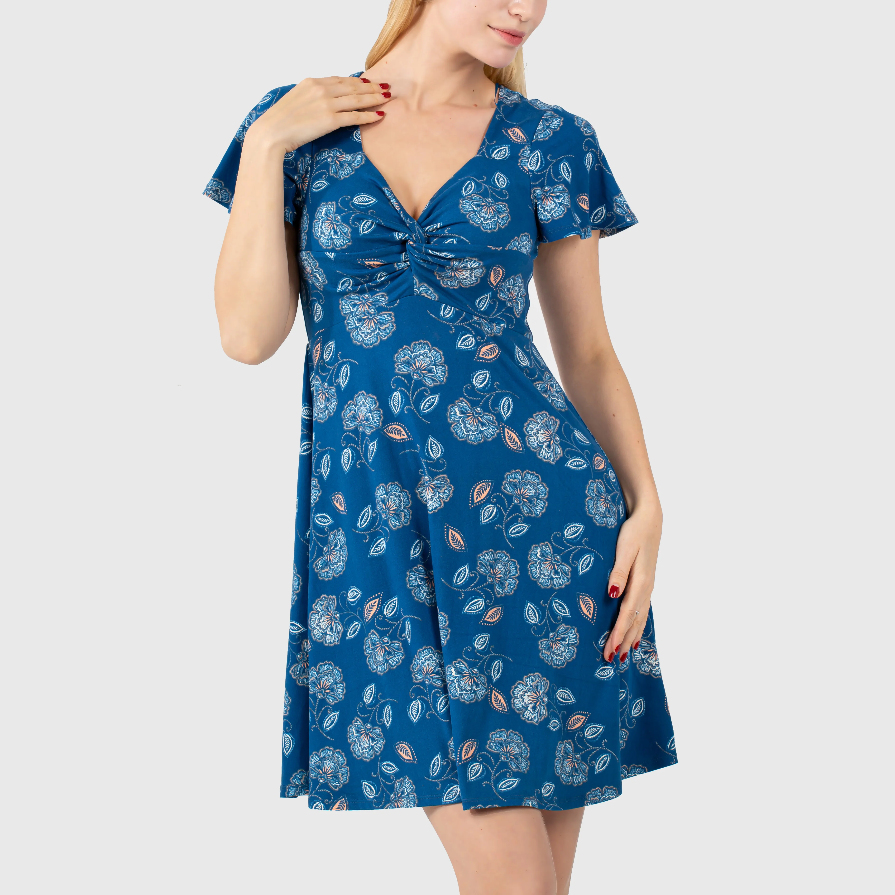 

2021 Short Sleeve Bodycon Summer Casual V Neck Floral Mini Women Clothing Sexy Dresses 2021