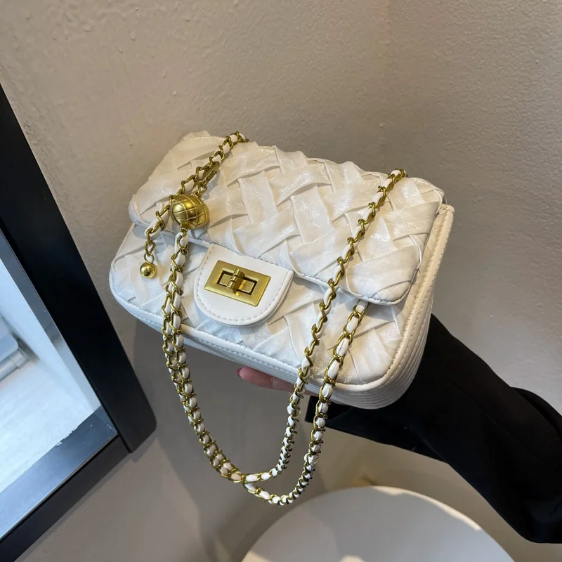 

2022 Summer Shiny Shopping Bag Drop Shipping Cross Chain Shoulder Small Jelly Telephone Purse PU Leather Handbag for Women