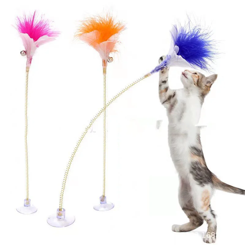 

New Cat Toys Cat Teaser Stick Interactive Cat Sucker Spring Toys Interactive Pet Toys