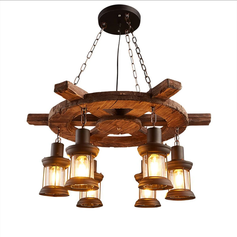 

Boat Rudder Wood Antique Farmhouse Island Hanging Pendant Light Cafe Bar Lamp Fixture Loft Home Ceiling Lighting Chandeliers