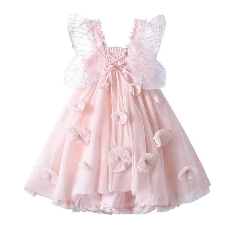 

A Hard-to-find Net Yarn Flower Girls Dress Yarn Tutu Skirt Custom Girls Princess Summer Dress Lace Dress, Picture shows