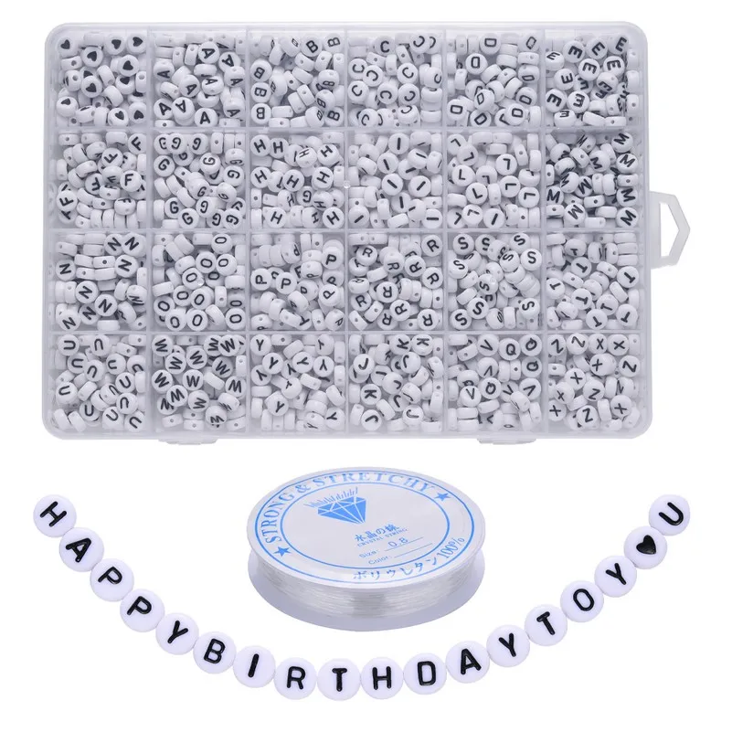 

Pandahall Acrylic Beads and Elastic Crystal Thread DIY Jewelry Making Kit, White