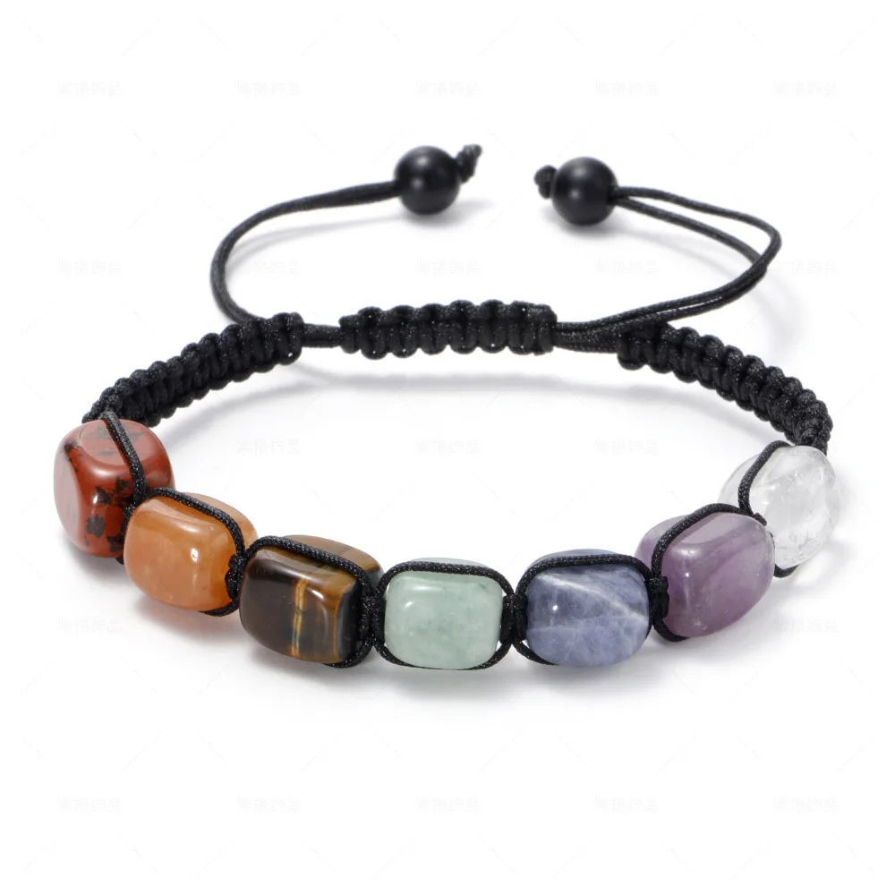 

Fashion Natural Tiger Eye Topaz Agate Color Beaded Bracelet Woven Crystal Bracelet Jewelry, As picture