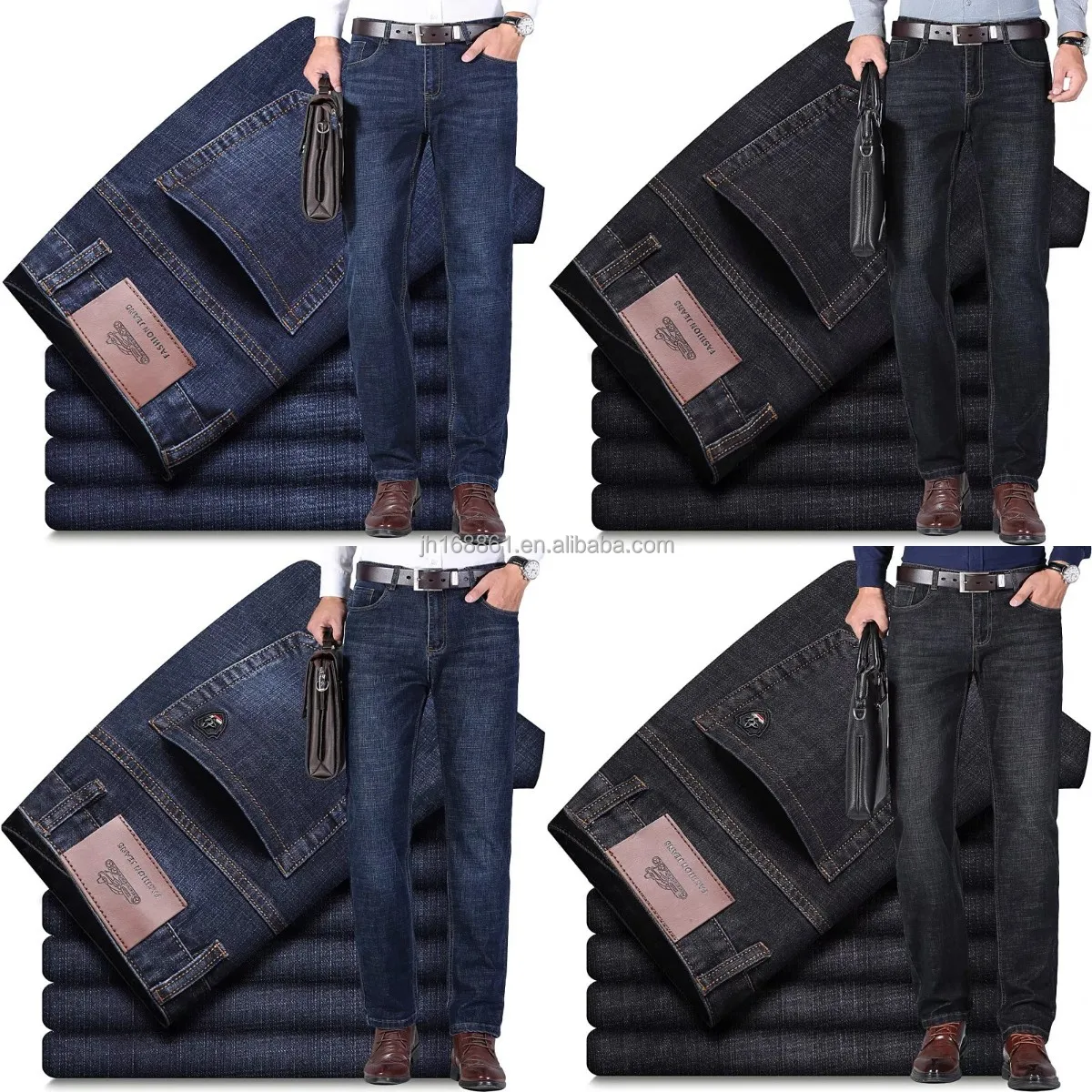 

Wholesale regular straight leg loose jeans new design logo, loose cargo jeans wide leg plus size men's jeans, Customized color