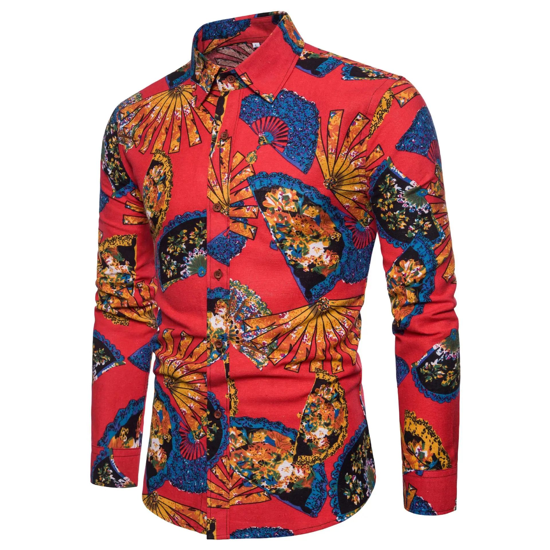 

Wholesale Long Sleeve Solid Color Cotton Printing Casual Shirts For Men, Picture shown