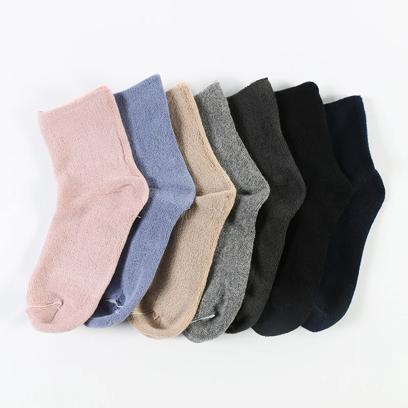

Women wholesale winter terry new design solid cotton dress thick lady socks, As pic