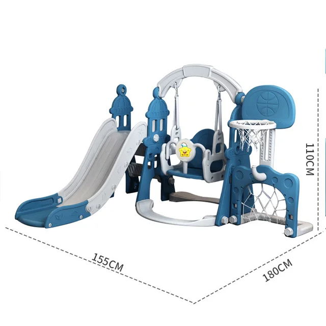 

indoor household small playground toy set three-in-one folding toy kids slide swing playground, Colorful