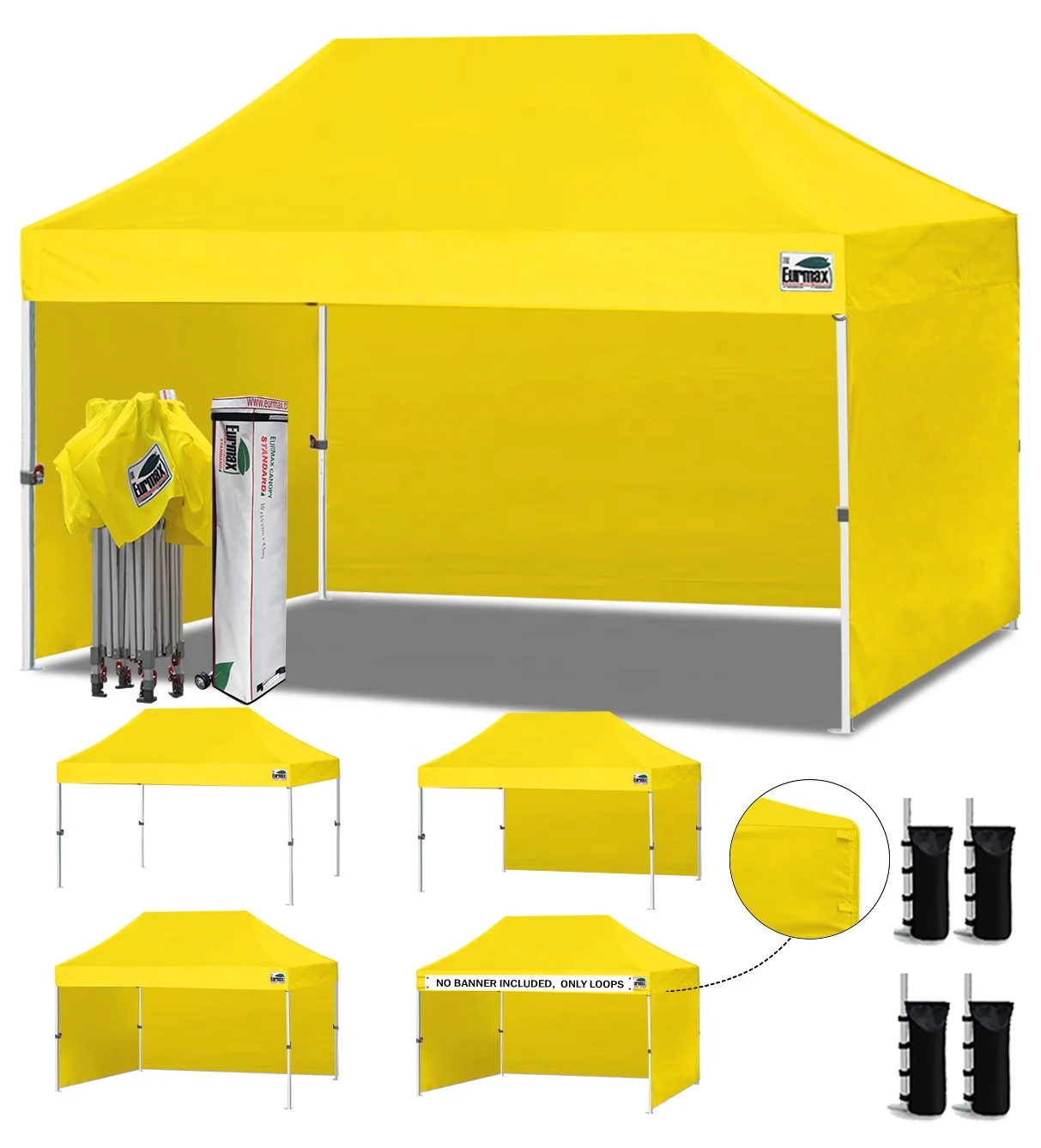 

Eurmax 10x15ft Pop up Canopy with 4 Sidewalls Outdoor Sunshade Tent Event Trade Show Canopy Yellow
