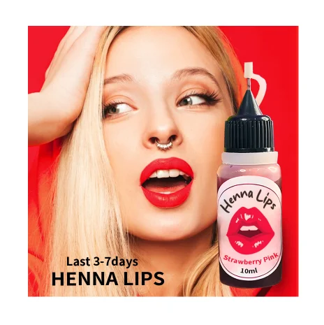 Private Label 10ml Henna Lip Color Pigment Dye Red pink Temporary Makeup logo Package Oem Henna Cone 3 Day to 7 Day Henna Polish