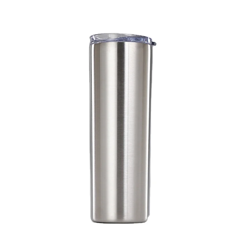 

20oz Metal Straight Skinny Tumbler Slim Double Wall Stainless Steel Vacuum Insulated Coffee Tumblers With Straw And Slide Lid