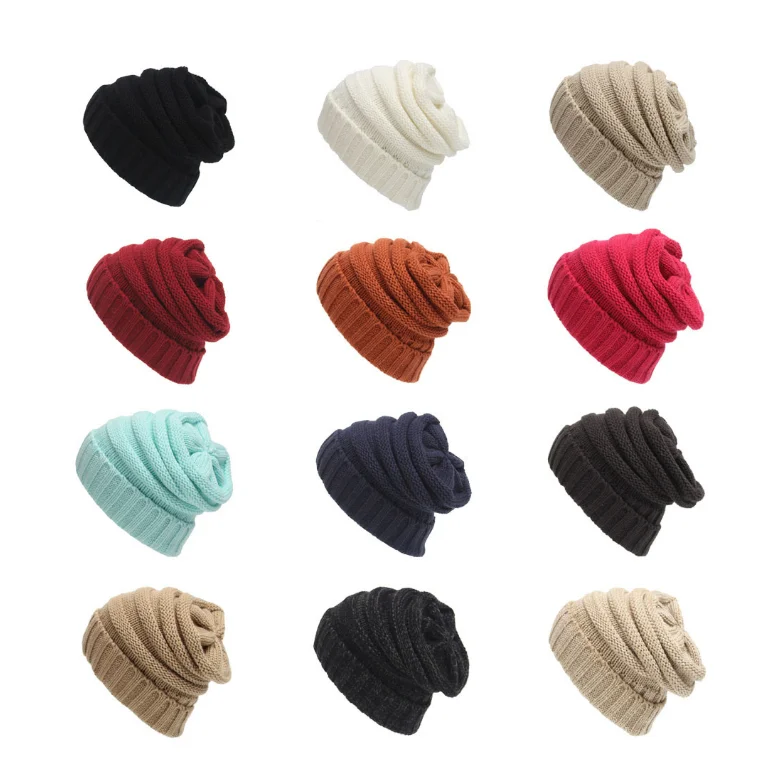 

wholesale Custom own logo crochet winter hat Soft Stretch Cable Knit Skully Beanie Cap