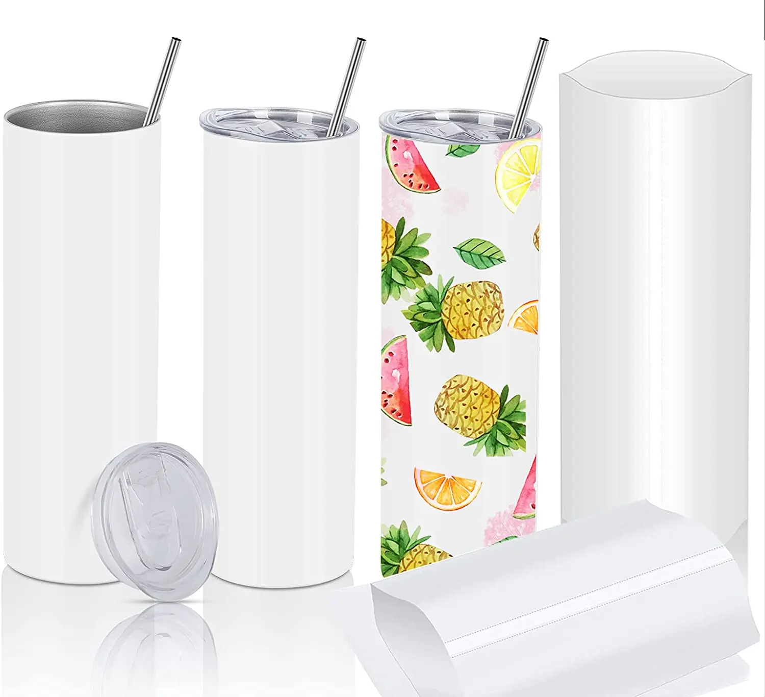 

20oz bulk double walled vacuum insulated skinny straight white blanks water cup stainless steel sublimation tumbler with lid